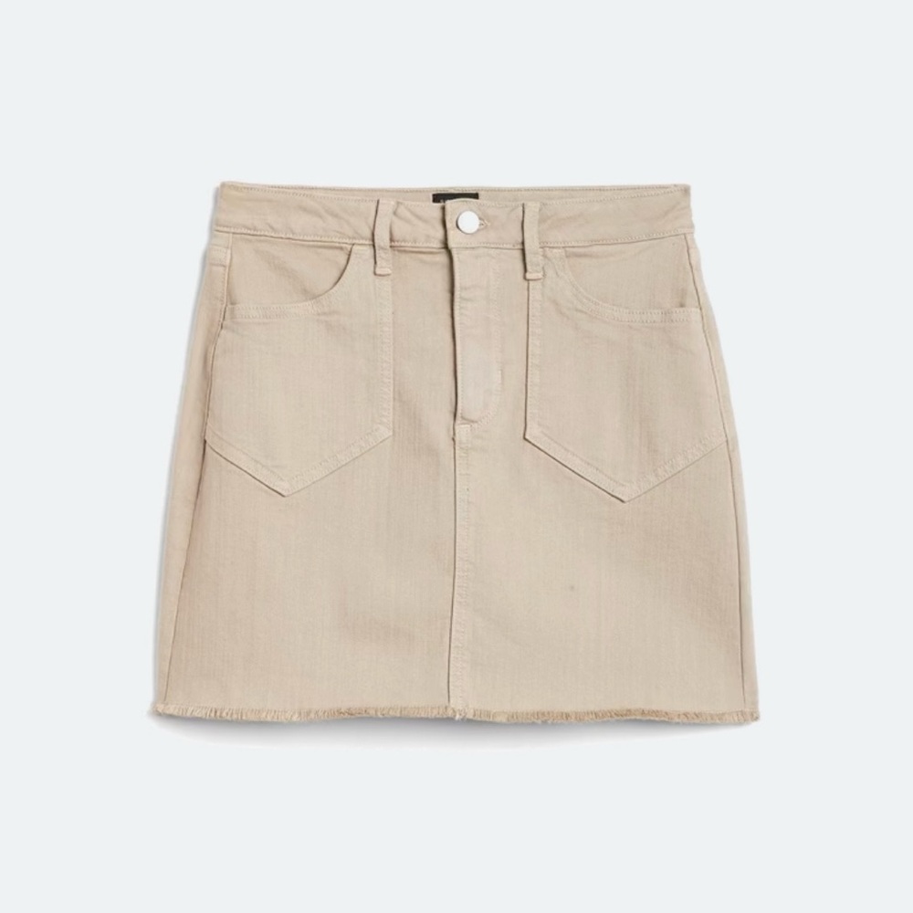 Just Black Beige Denim Mini Skirt | Size L